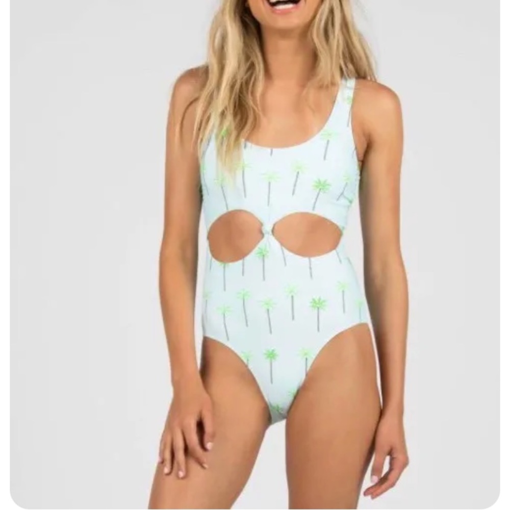SUGARCOAST by Lolli Swim Palm Tree Tie-Front Women’s One Piece Swimsuit SM & MED